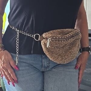 Brown Fuzzy Belt Bag